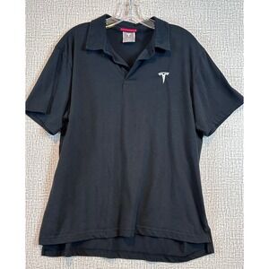Tesla Mens Black Short Sleeve Polo Shirt Embroidered Logo Size XL EV Gorpcore